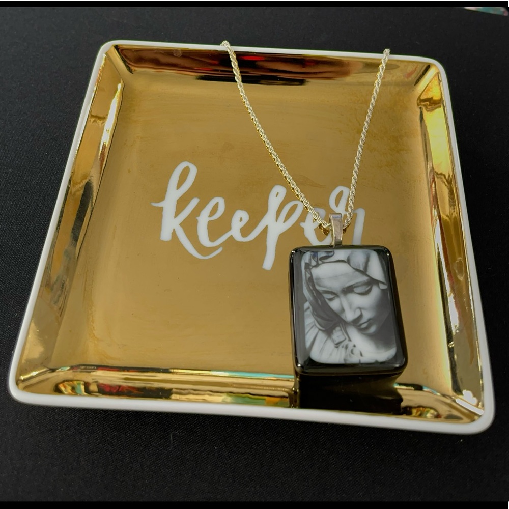 Fused Glass Pendant with Madonna Image 🙏